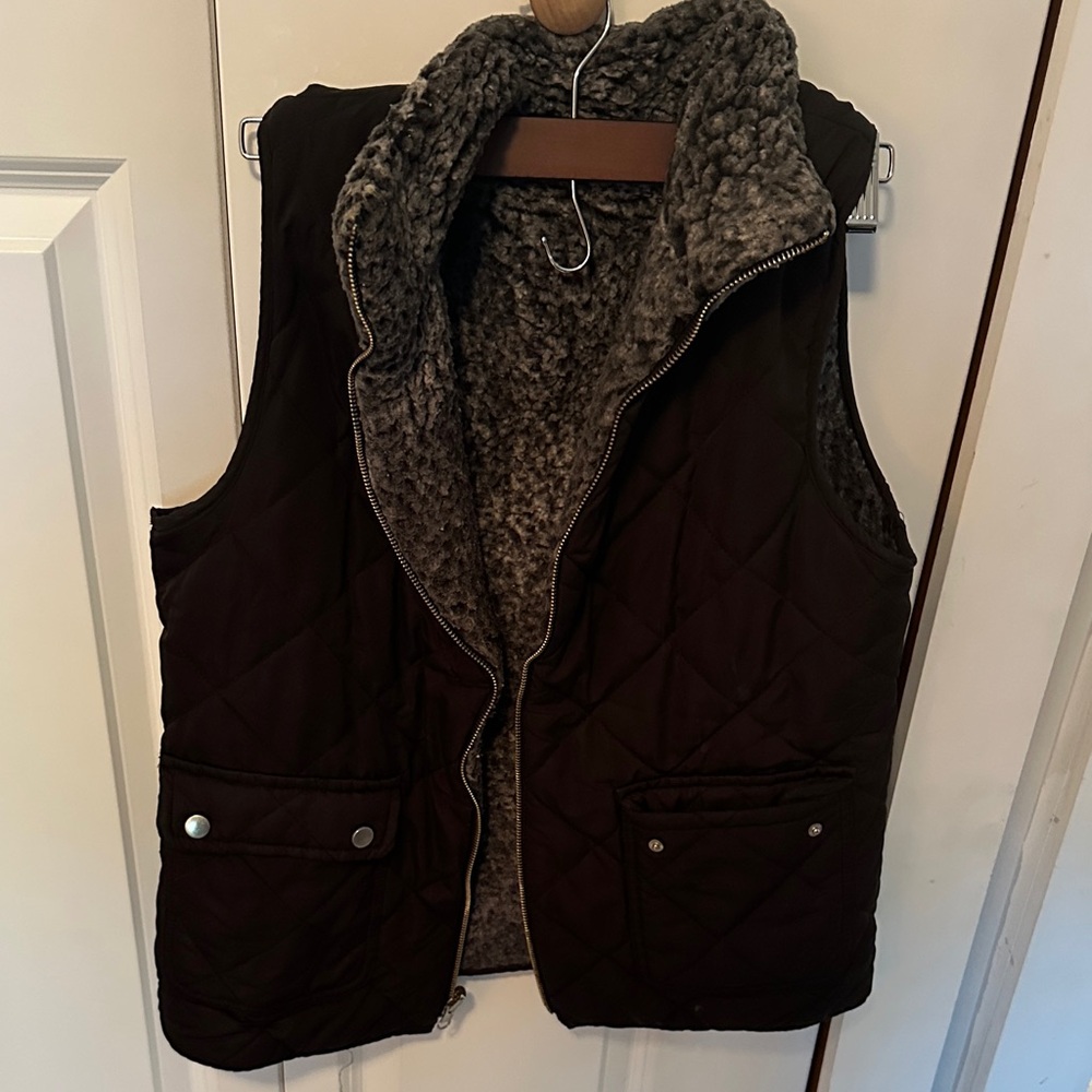 Quilted Black Vest with Fleece Lining